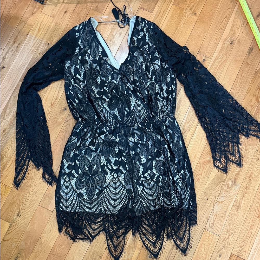 Fourteenth Place Chic Black Lace Short Romper